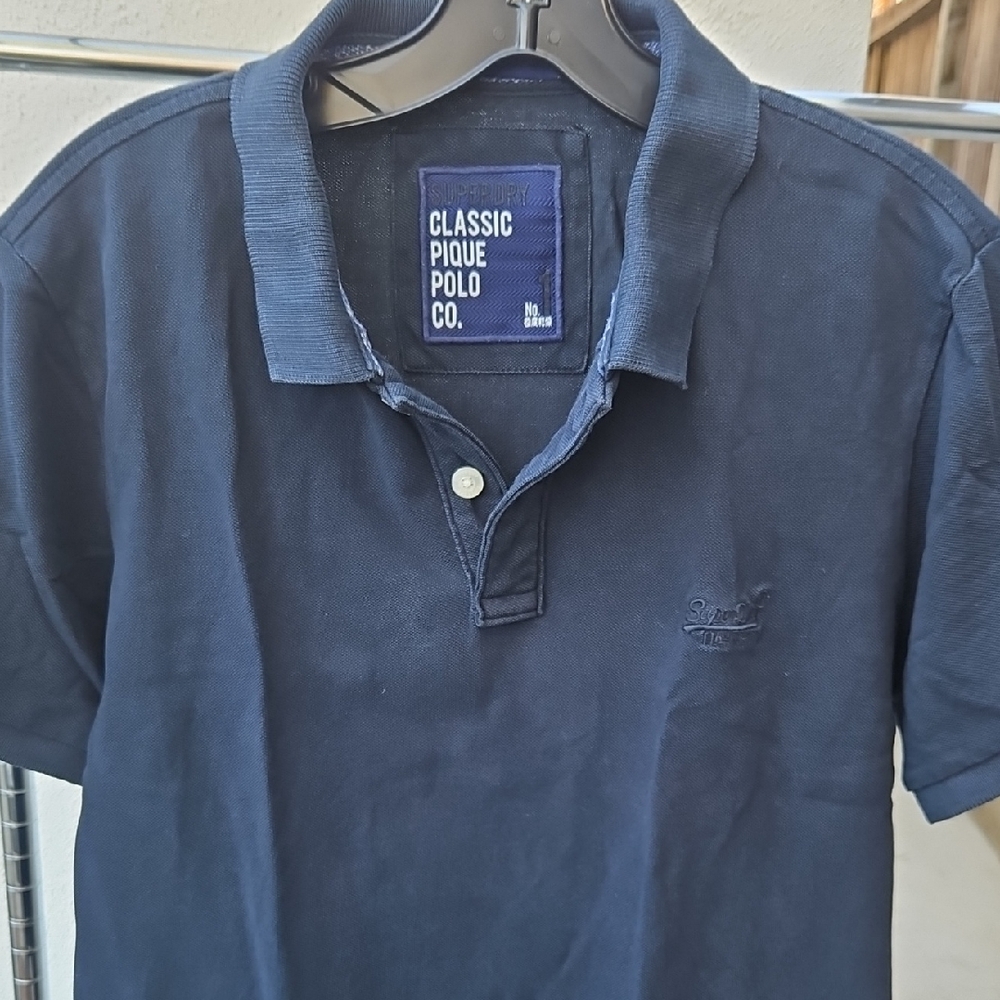 Superdry Navy Polo With Logo Patch - image 1